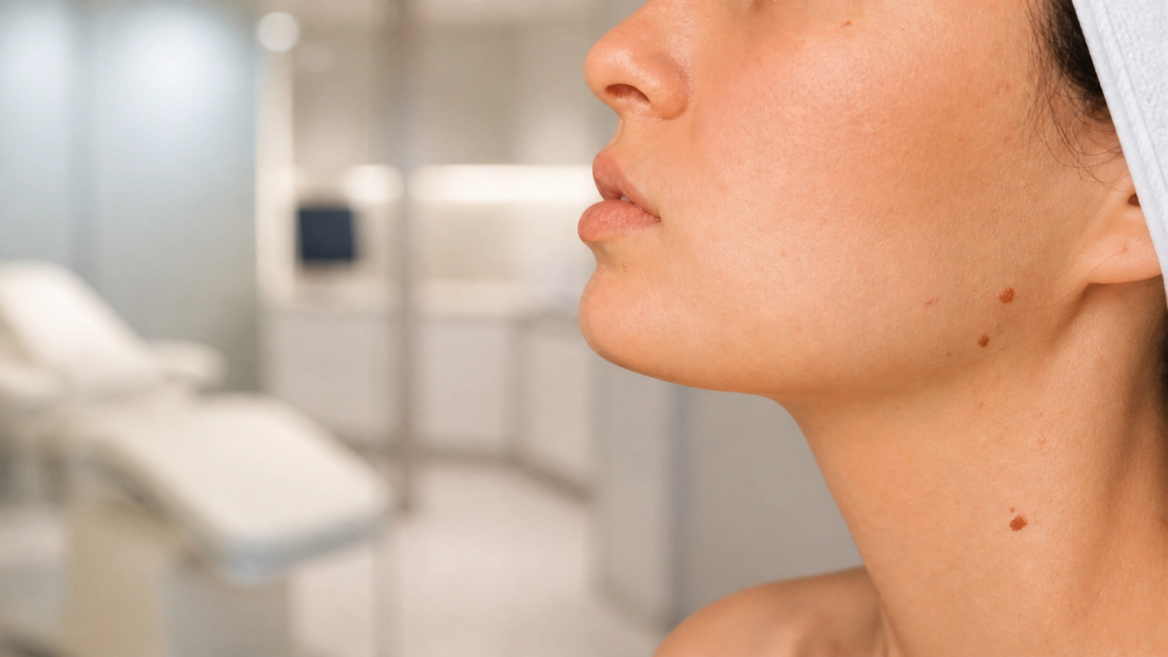 Perfil de una mujer en cabina, con el rostro relajado